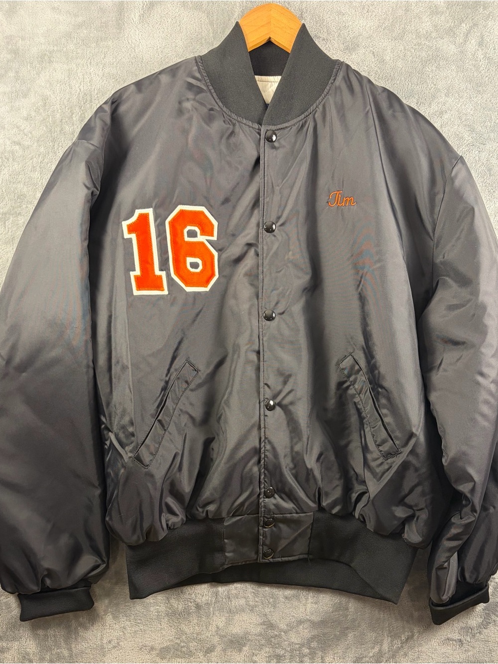 Vintage Holloway Black Bomber Jacket with Orange '16' Patch